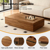 Pajiasen Mid-Century Modern Farmhouse 47.2-81.8" Expandable Coffee Table，Adjustable Center Table with Large Storage for Living Room, Walnut