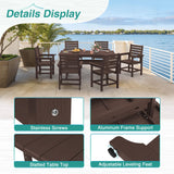 Homenjoy 7 Piece Patio Dining Set, 66" Rectangle HDPS Weather Resistant Outdoor Table & 6 Patio Chairs Set with 1.96" Umbrella Hole, Heavy Duty Chairs for Backyard Deck, Dark Brown
