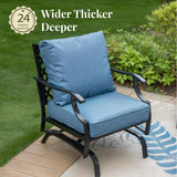 MIXPATIO, 2 Pack, Metal, Patio Rocking Chairs, 5.75" Cushions, Navy Blue