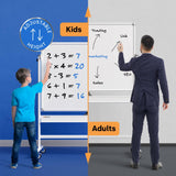 Rolling Dry Erase Board 48 x 36 - Large Portable Magnetic Whiteboard with Stand - Double Sided Easel Style Whiteboard with Wheels - Mobile Standing Whiteboard for Office, Classroom & Home KAMELLEO