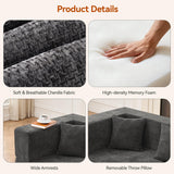 MONVANE 103'' Modular Sectional Sofa, Comfy Chenille Cloud Couch with Ottoman, Modern Convertible L Shaped Couch with Deep Seat, Sectional Couches for Living Room, Bedroom and Apartment, Grey