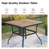 MFSTUDIO 5 PCS Patio Dining Set, 37'' Wood-Look Table & Mesh Chairs