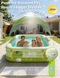 120" Large Inflatable Pool with Removable Canopy, 4-Layer Blow Up Pool (Stronger Than 3-Layer), 0.32mm Heavy Duty PVC, Family Durable Swimming Pool for Adults Kids Pets Backyard Summer Green