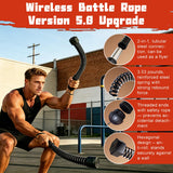 FlowViva 2-in-1 Ropeless Battle Rope & Vibration Bar, Portable Cordless Fitness Ropes for Home Gym, Strength Building, HIIT Training & Low-Impact Aerobic Training for Men and Women, Black