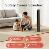 Lasko Oscillating All Season Tower Fan and Space Heater in One for Home with Adjustable Thermostat, Overheat Protection, 4 Fan Speeds, 3 Heat Settings and Remote, 42 Inches, 1500W, Gray, FH515