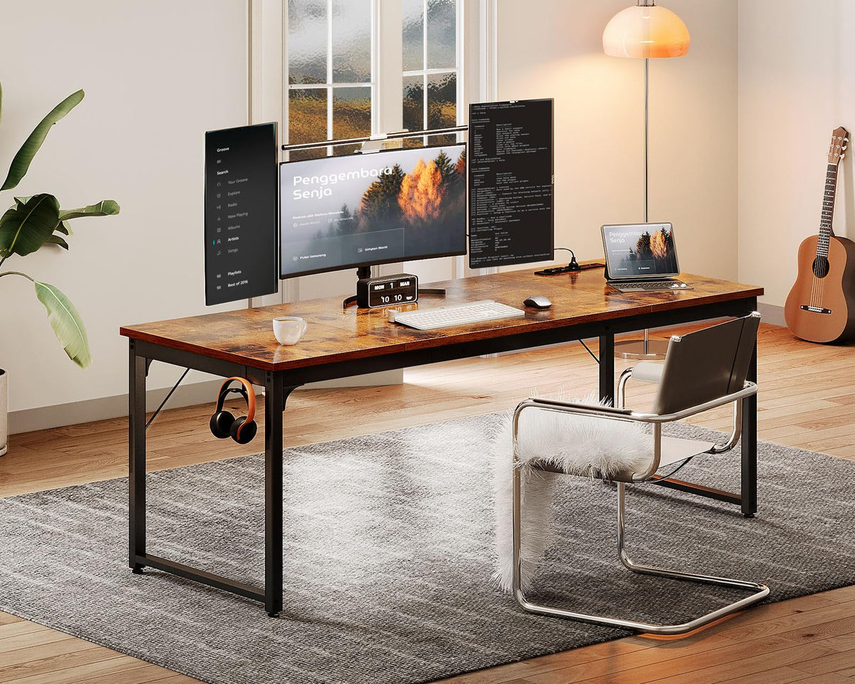 Coleshome 71 Inch Computer Desk with USB Ports, Large Office Desk – MD ...