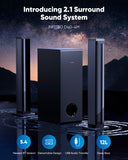 INFITBO Sound Bar for Smart TV 2.1CH 190W Peak Power Soundbar with Subwoofer Detachable 2-in-1 BT 5.4 Newest Surround Sound System 12L Deep Bass for PC Game with HD-ARC/Opt/USB/AUX Home Theater INFITBO