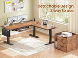 SEDETA L Shaped Electric Standing Desk with File Cabinet, 63 x 53'' Height Adjustable Home Office Computer Desk