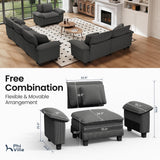 PHI VILLA 3-Piece Modular Sofa Set with 3-Seat Couch & Loveseat & Armchair