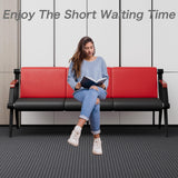 Waiting Room Bench, Office Furniture Reception Chairs with Arms (Red&Black,3 Seat) wonline