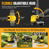 Cordless String Trimmer for Dewalt 20v Battery Powered(No Battery),3-in-1 Cordless Grass Trimmer Electric Weed Wacker Lawn Edger, Weed Eater Cordless Weed Trimmer with Wheel & 8 Spool (Yellow)