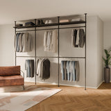 pamo Industrial Pipe Clothing Rack with Shelf - 550 lbs Capacity - Clamping Clothes Rack and Walk In Closet with Metal Shelf for Wardrobe