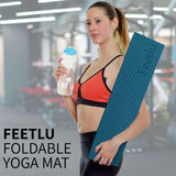 Foldable Yoga Mat-1/4 Inch Thick - Easy to Storage Travel Yoga Mat Foldable Lightweight for Fitness - Anti Slip Folding Exercise Mat for Yoga, Pilates, Home Workout & Floor Exercis Feetlu