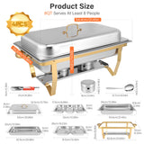 Chafing Dishes for Buffet 4 Pack, 8Qt [Multi-Size Food Pans] High Grade Chafing Dish Buffet Set Rolled-Edge Stacking Design [Easy Storage] Buffet Servers Food Warmers for Parties, Events & Weddings