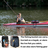 Fishing Bucket, 6Gallon/8Gallon/10Gallon Foldable,Live Fish Bait Container Multi-Functional,Outdoor Camping EVA Fishing Bag and Fish Protection Bucket