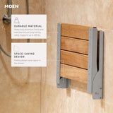 Moen Home Care Bathroom Safety Shower Chair for Elderly and Disabled, Old World Bronze Aluminum Foldable Teak Shower Bench, Handicap Accessories for Daily Living, DN7110OWB