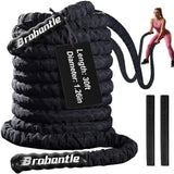 Brobantle Battle Rope 1.26 Inch Diameter,30FT Exercise Workout Ropes for Home Gym Heavy Weighted Training Rope for Working Out
