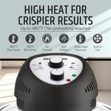 Granitestone 16 Qt Large Glass Air Fryer Non Toxic – Family Sized Airfyrer Cooker with 3 Cooking Sections, Stainless Steel Racks, No Preheat, Self Cleaning, Dishwasher Safe - Black