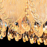 WECHAET Modern Gold Rectangle Chandeliers for Dining Room Kitchen Island Light Fixture, Water Ripple Crystal Glass LED Chandelier for Living Room, 2700K-6000K