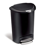 50 Liter / 13 Gallon Semi-Round Kitchen Step Trash Can with Secure Slide Lock, Black Plastic simplehuman