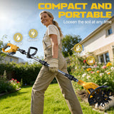 20V Cordless Garden Tiller Cultivator Compatible with Dewalt 20V Battery (Tool Only), Ecarke 450RPM Electric Brushless Rototiller with 48 Steel Tines, 9" Tilling Width 6.3" Depth, Compact Foldable