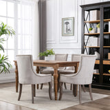 MOOLSUN Fabric Dining Chairs Set of 8, High Back Side Chairs, Modern Padded High-End Tufted Upholstered Chairs with Button-Tufted Back & Rear Pull Tabs, Solid Wood Legs C-Beige-(Wood Legs)