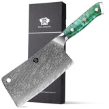 WILDMOK Meat Cleaver, 6.5 inch Heavy Duty Razor Sharp Kitchen Butcher Knife, Forged Damascus Steel, Resin Handle with gift box