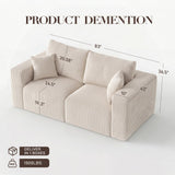 Modular Loveseat Cloud Couch, 79" Memory Foam Boneless Double Sofa, Beige