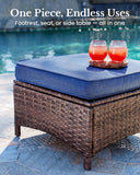 HILLGA 7-Piece Luxury Patio Furniture Set with 6" Thick Cushions, Weather-Resistant Wicker High Back Swivel Rocker Chairs, Senior-Friendly Outdoor Sofa Set for Large Deck, Yard and Poolside, Blue(V2)