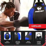 PROLAST Wrecking Ball Heavy Punching Bag for Adults, Hook and Uppercut, Body Snatcher, Boxing, MMA, Muay Thai Training Equipment, Unfilled, 65 lbs, Rhino Blue