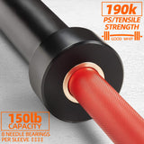 Fitvids 7ft Olympic Barbell 45LBS for Weightlifting and Powerlifting, 2 Inch Strength Training Bar with Needle Bearings, Red