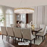 kvtinmty Round Crystal Chandelier, D40 Modern Gold Crystal Chandeliers for Dining Room, 14-Light Height Adjustable Chandelier for Living Room, High Ceiling Staircase, Foyer