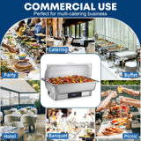 Electric Chafing Dish Buffet Server Set, Stainless Steel Full Size & Half-Size &Three-Section Food Pan with Temp Control, Roll Top Stainless Steel Food Warmers for Catering Buffet (A-02)