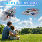 Liorbrix RC Plane Remote Control Airplane for Kids Aged 8+, RC Planes Foam Drones for Adult Kids, Fighter Jet Toy with Lights 360°Flip and Rotation Stunts, Airplane Toy Gifts for Boys