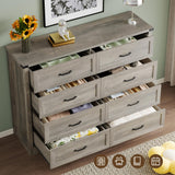 BORNOON 8-Drawer Dresser for Bedroom, Modern Wooden Chest of Drawers with Metal Handles, Anti-Tipping Design, Sturdy and Stable Storage Organizer for Living Room, Entryway, Home Office