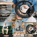HITTI 10X Magnifier Esthetician Light, 2200 Lumens, Stepless Dimmable, 5 Wheel Rolling Base, LED Lighted Mag Lamp for Lash & Facials, Tattoo, Nail, Crafts, Sewing- Black