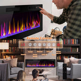 LEMBERI 72 inch Ultra-Thin Electric Fireplace, Recessed and Wall Mounted Slim Linear Fireplace for 2x4 & 2x6 Studs, 750W/1500W Ultra-Quiet Indoor Heater with Remote, Flame Colors & Timer, Black