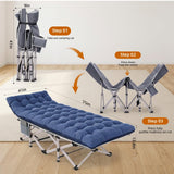 Camping Cot for Adults 2 Pack, Heavy Duty Folding Sleeping Cots with Carry Bag, Portable Camp Bed with Double Layer 1200D Oxford Fabric & Mattress, Travel Cot for Camping, Beach, Patio, Home Office