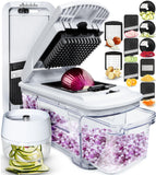 All-in-1 Vegetable Chopper, Mandoline Slicer & Cheese Grater - French Fry Cutter & Veggie Dicer (6 in 1, Black/White) fullstar