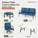 MIXPATIO 6-Piece Patio Conversation Set, Swivel Chairs, Coffee Table