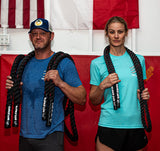 SGT KNOTS Twisted Battle Jump Rope - Weighted Strength Training Jump Rope for Fitness, Crossfit, Battling (1.5" x 10ft, Black with Red Tracer) SGT KNOTS