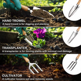 Gardening Hand Tool Kit 14PCS Heavy Duty Stainless Steel Garden Tool Set with Floral Garden Tote