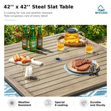 MFSTUDIO 5 PCS Patio Dining Set, 42'' Wood-Look Table & Mesh Chairs