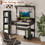 Small Computer Desk with Hutch, Office Desk Study Table Writing Desk Workstation PC Table for Home Office