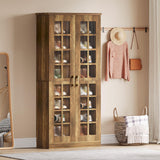 Tribesigns Tall Shoe Cabinet with Doors, 8-Tier Shoe Storage with Adjustable Shelves, Modern Shoe Organizer Shoe Rack Cabinet for Entryway, Hallway, Closet, Living Room, Rustic Brown