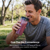 Ninja Nutri-Plus Personal Blender | Compact Push to Blend | Make Frozen Drinks, Smoothies, Sauces & More | With (3) 20 oz. To-Go Cups, (2) Spout-Lids & (1) Storage-Lid | 900 Peak Watt | Silver | BN301