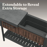 Keter Extendable Outdoor Bar Cart with Hidden Cooler, Storage Drawers & Prep Surface