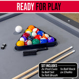 GoSports 6 ft Foldable Pool Table - Portable Billiards Table with Accessories - Black with Gray Felt