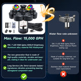 RELIY Pond Fountain Aerator, With 4 RGB Lights 1HP 110V 15000 GPH Stainless Steel Fountain Pump