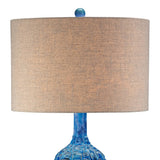 Possini Euro Design 36" Tall Large Mid Century Modern Farmhouse Rustic Coastal End Table Lamps Set of 2 Teal Blue Ceramic Living Room Bedroom Bedside Nightstand House Office Home Reading Tan Shade